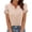 Beige, variant on Enjoytime Women's Tops Solid Color Lace Patchwork V Neck Short Sleeve Blouses Summer Vacation Casual Shirts