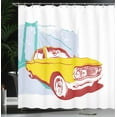 thumbnail image 4 of Ambesonne Vintage Shower Curtain, Old Car Grunge Art, 69"Wx75"L, Yellow Turquoise, 4 of 5