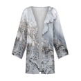 thumbnail image 3 of Women Floral Print Chiffon Cardigan Short Sleeve Loose Beach Wear Cover Up Blouse Top Cardigan Long Sweater Cardigans for Women Knitted Womens plus Size Sweater plus Size Kimonos for Women Sweater, 3 of 5