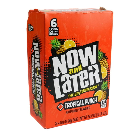 Now and Later Tropical Punch Chewy Candy – 24 Pieces | 0.93 oz Each (22.32 oz Total)