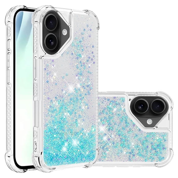Phone Case for iPhone 17 Cover Sparkle Glitter Floating Liquid Quicksand Shockproof Soft Silicone TPU Bumper Protective Cover for iPhone 17 Case, S8