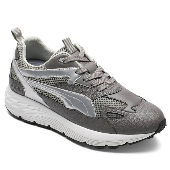 CMR CHAMARIPA Elevator Shoes For Men - Gray Microfiber & Mesh Sneakers 8CM / 3.15 Inches