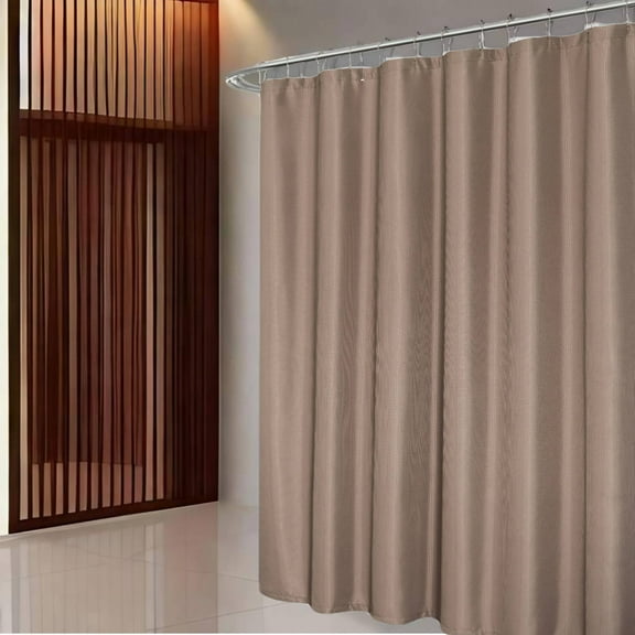 Dainty Home Waffle Weave Textured Fabric Shower Curtain, 70” x 72", Mocha