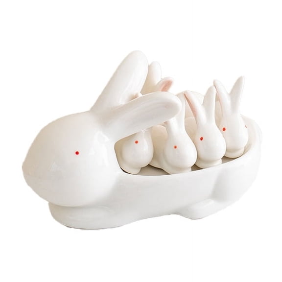 1 Pcs Cute Lucky Long Eared Rabbit Chopsticks Holder Ceramic Rabbit Chopstick Rest Set Dinner Spoon Stand Knife Fork Holder