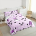 thumbnail image 3 of Feelyou Kids Santa Claus Full Size Comforter Sets, Dreamy Fairy Tale Bedding Comforter Set, Purple Christmas Gifts Reversible Bedding Sets, Super Cozy Room Decor, 3pcs, 3 of 8