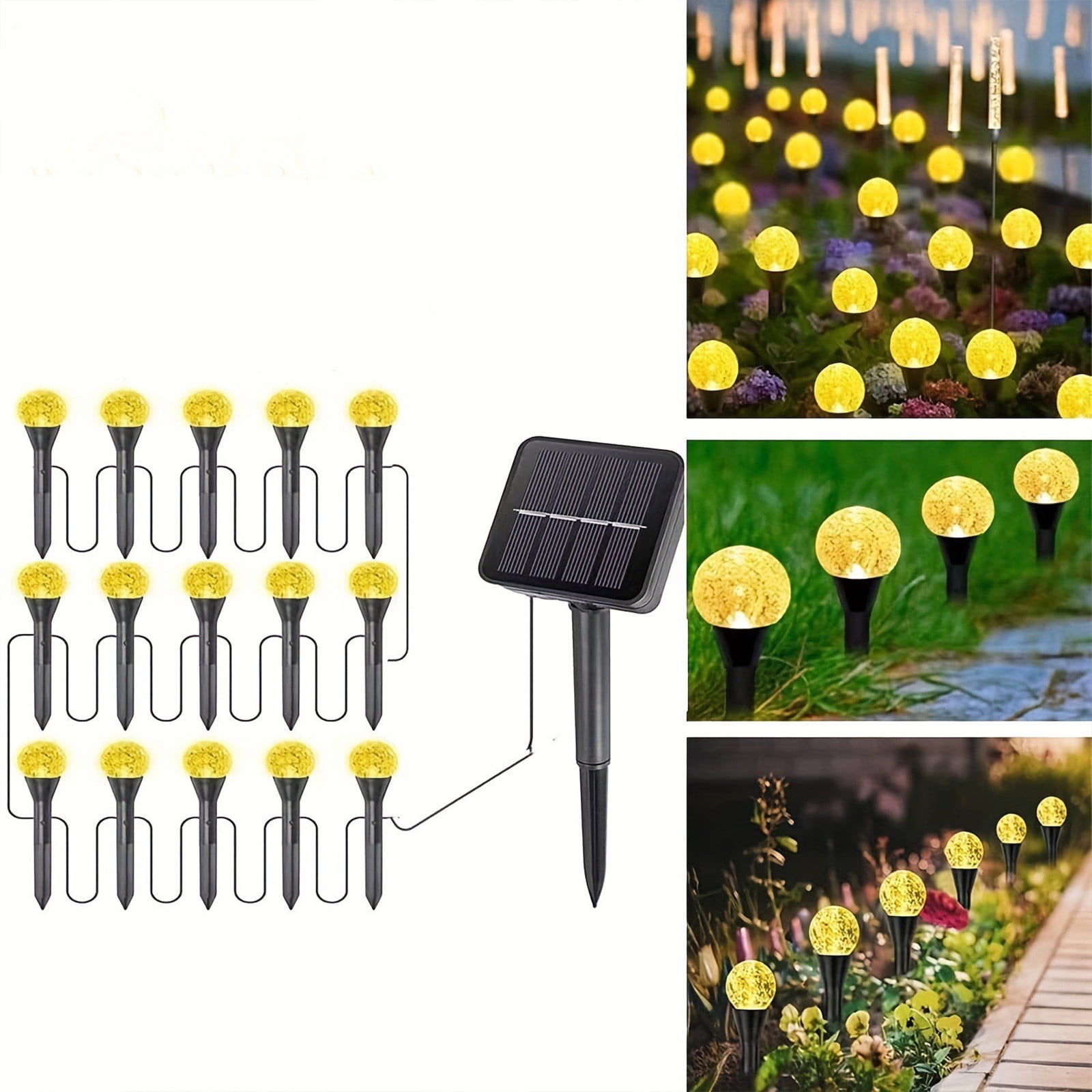 Solar Pathway Lights Solar Lights Outdoor Waterproof 15 Pcs Cold White LED Ground Lights With Rechargeable Battery Power,For Garden Patio Yard Landscape Lawn Driveway Walkway Path