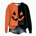 thumbnail image 4 of Towmus Women's Halloween Shirts Casual Long Sleeve Funny Face Pumpkin Shirts, 4 of 7