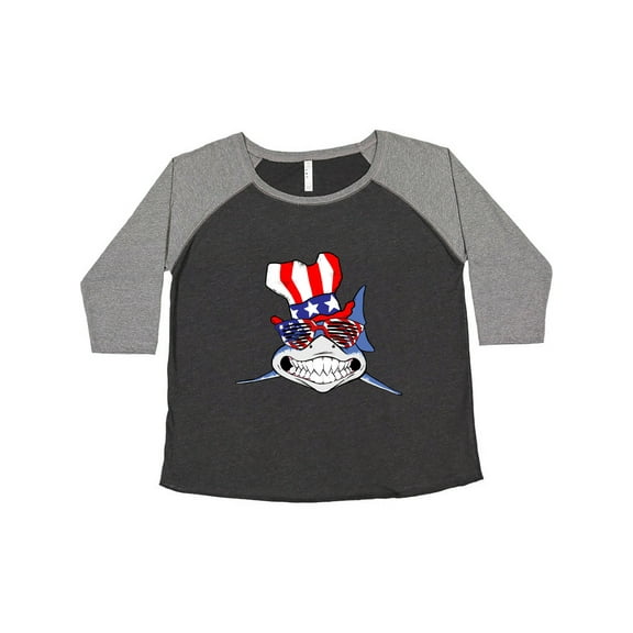 Inktastic 4th of July Patriot Shark Women's Plus Size T-Shirt