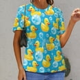 thumbnail image 6 of Rubber Ducks Bubbles Blue Women's Short Sleeve Tops Casual Blouses T Shirt, 6 of 6