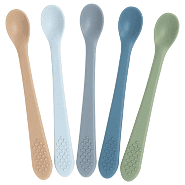 Baby Spoons - Infant Spoons First Stage - Silicone Baby Spoon For Self Feeding - First Stage Baby Feeding Spoon Set Gum Friendly - BPA Free, Blue