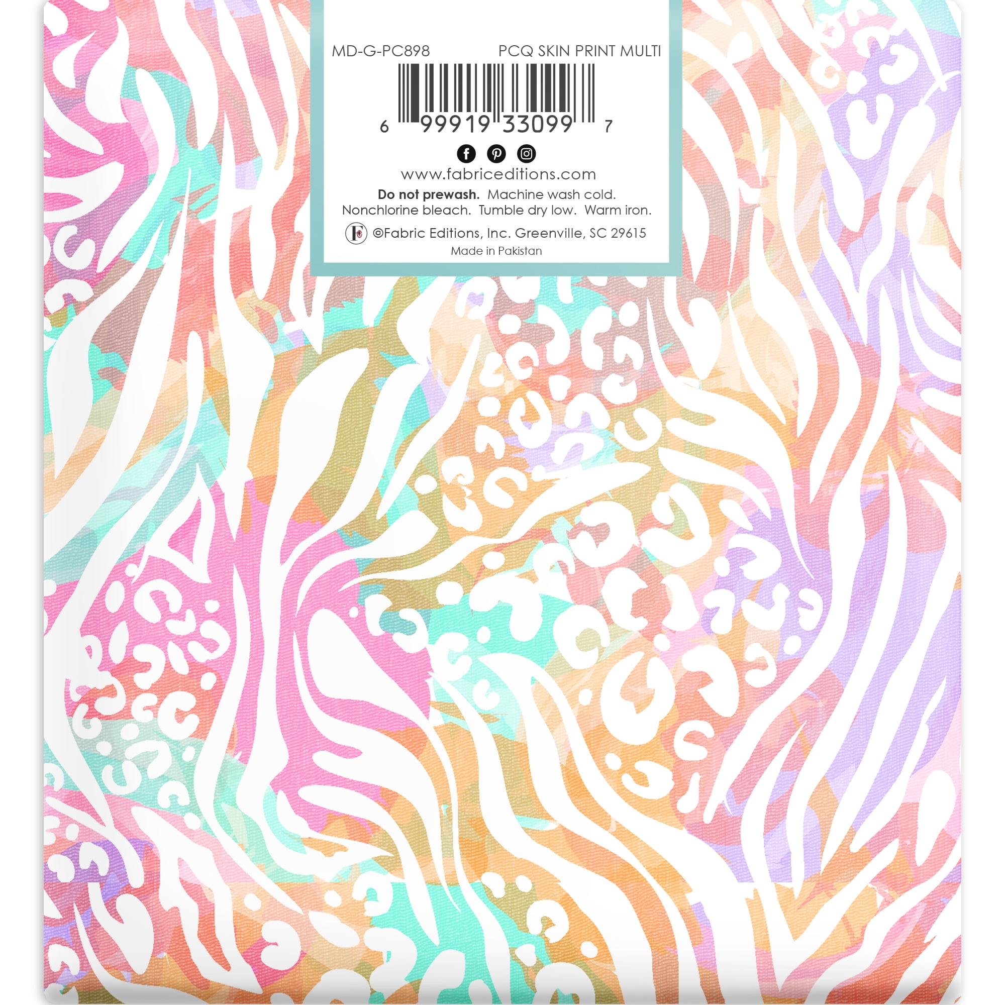 Create It 18"x21" Cotton Animal Skin Precut Sewing & Craft Fabric, Multicolor 10 Pieces