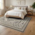 thumbnail image 3 of ODIKA 6'x9' Gray Beige Geometric Design Washable Area Rug Intricate Granite Pattern Motif Non-Slip, Easy Care, for Family Room, Living Mater Bedroom, 3 of 7
