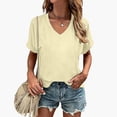 thumbnail image 3 of Basic Plain T Shirts for Women 2026 Summer Short Sleeve V Neck Relaxed Fit Casual Tshirt Blouse, 3 of 5