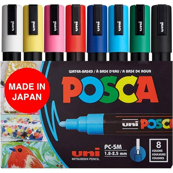 Juego de marcadores de pintura uni-ball POSCA 8 Colores PC-5M mediano
