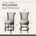 thumbnail image 5 of Maven Lane Pullman Wooden Swivel Kitchen Stool, Reclaimed Oak, Set of 4, 5 of 6