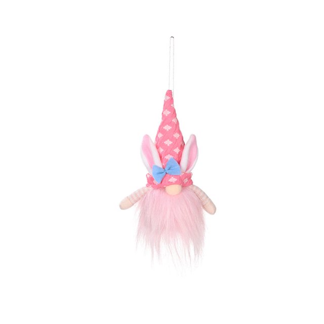 Matsuzay Colgante de Pascua Festival Fiesta temática Muñeca sin rostro PVC Decoración de temporada Escaparate Decorativo Adorno de primavera Kits de decoración para fiestas Rosa
