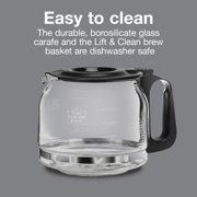 Proctor Silex Front Fill 12-Cup Programmable Drip Coffee Maker Machine with Glass Coffee Pot, Cafetera, Black