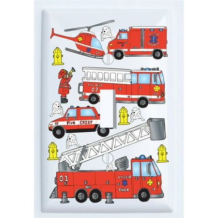 Fire Truck Wall Decor Fire Trucks Light Switch Plate Cover Single Toggle / Fire Engines / Firetruck Wall Decor ()