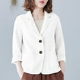 thumbnail image 7 of UYISJ Cotton Linen Blazer for Womens Long Sleeve Loose Jackets Casual Collared Button Down Blazer Jackets with Pockets M, 7 of 7
