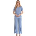 thumbnail image 1 of Conjunto 2 Piezas, Blusa Manga Corta y Pantalón Recto con Abertura, Estilo Elegante y Moderno para Mujer, 1 of 5