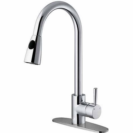 Vigo Pull-Out Spray Kitchen Faucet with Deck Plate, Chrome
