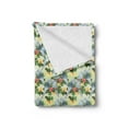 thumbnail image 2 of Hibiscus Soft Flannel Fleece Throw Blanket, Composition of Floral Elements and Budgerigars Birds, Cozy Plush for Indoor and Outdoor Use, 50" x 70", Multicolor, by Ambesonne, 2 of 5