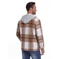 thumbnail image 2 of GIRUNS Men's Plaid Flannel Zip Up Hoodie Jacket Lightweight Casual Shirt Jacket Outerwear Coat Beige Brown L, 2 of 6