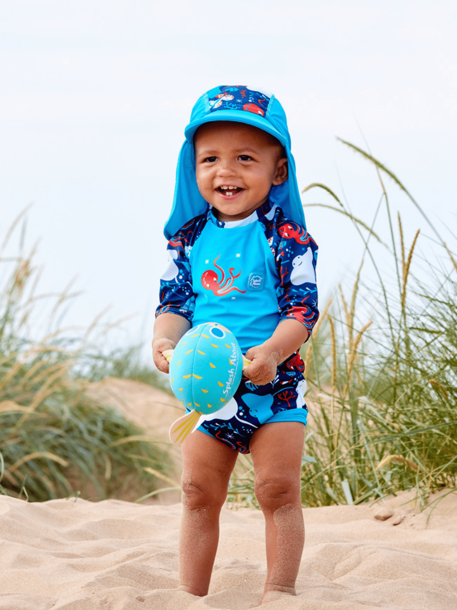 Splash About Baby Boy's Happy Nappy Sunsuit One-piece swimsuit with Swim Diaper - Under the Sea, 6-14 Months