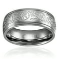 thumbnail image 2 of Mens Wedding Band in Stainless Steel 8MM Classic Domed Ring with Carved Florentine Design, 2 of 4
