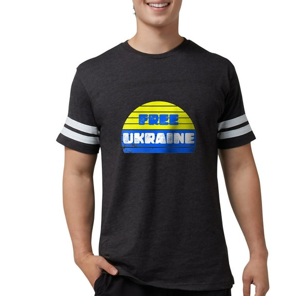 CafePress - Free Ukraine Men's Football T Shirt - Mens Football Shirt