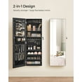 thumbnail image 4 of SONGMICS Mirror Jewelry Cabinet Armoire Wall or Door Mounted Jewelry Storage Organizer Hanging Lockable Frameless Mirror Cabinet with 2 Plastic Cosmetic Organizers Gift Idea Black, 4 of 8