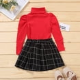 thumbnail image 4 of Kids Baby Girls Two-piece Outfits Set Solid Color Turtleneck Knitwear Tops Sweater + Pleated Skirt 0-5T, 4 of 11