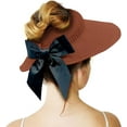 thumbnail image 2 of Sun Visor Hat Women Straw Wide Brim Roll Up Ponytail Summer Beach Cap, 2 of 7