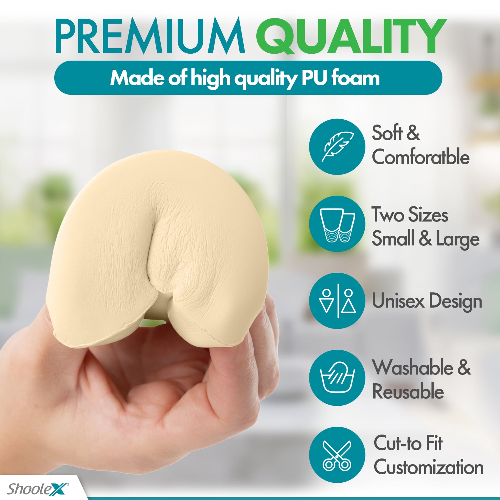 Shoolex ToeLuxe Amputee Toe Filler, Soft PU Foam Partial Foot Amputation Insert, Customizable Reusable, Men Women, Large