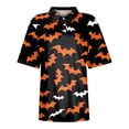 thumbnail image 4 of Mohiass Adult Women's Halloween Shirts Wicking Horror Witch Polo Shirt Lapel Funny Bat Blouses Button Collared Scary Castle T-Shirt Saffron XL, 4 of 5