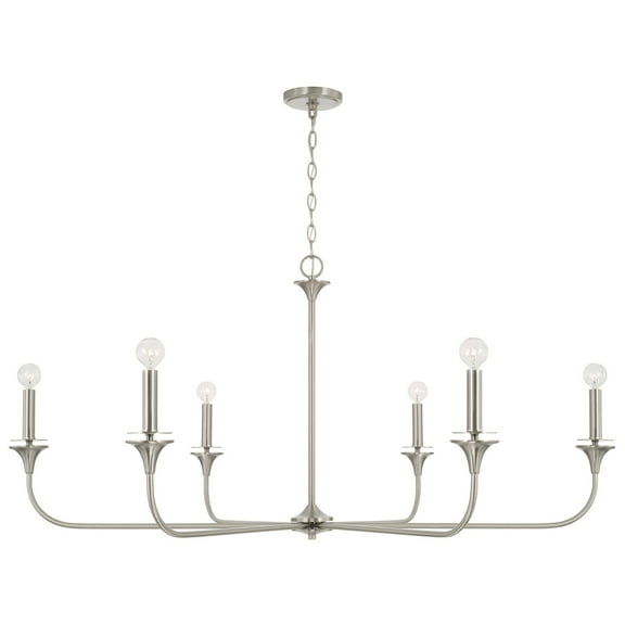 Capital Lighting 448961 Presley 6 Light 49" Wide Candle Style Chandelier - Nickel