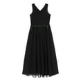 thumbnail image 5 of TiaoBug Kids Girls Sleeveless Chifon Wedding Dress Shiny V Neck Party Flower Girl Dresses Black 8, 5 of 7
