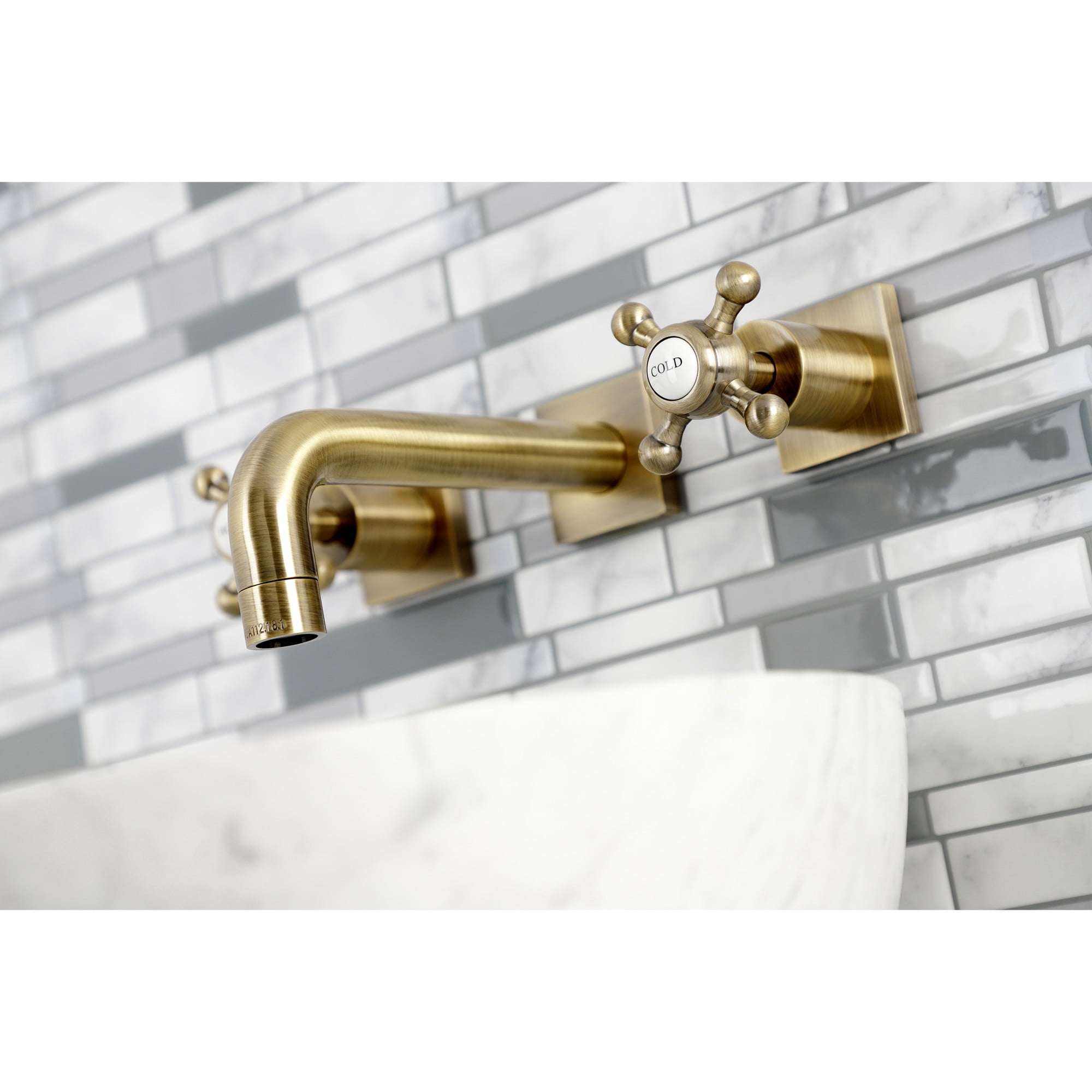 Kingston Brass KS6123BX Metropolitan Double-Handle Wall Mount Bathroom Faucet, Antique Brass