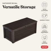 Keter Eastwood 150 Gallon Durable Resin Outdoor Deck Box Storage Organization, Brown