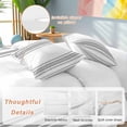 thumbnail image 2 of 3 Piece Grey Striped Duvet Cover Set Queen Size,Microfiber Comforter/Quilt Cover with Corner Ties and 2 Pillowcases,Modern White Striped Abstract Art Aesthetics All Season Bedding with Zipper Closure, 2 of 8