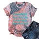 thumbnail image 5 of Camiseta de mujer Camisetas Cuello redondo Camiseta de manga corta Estampado de letras Tie-dye Camiseta Tops Blusa Regalo para mujeres Pompotops hkajfhjk468226, 5 of 8
