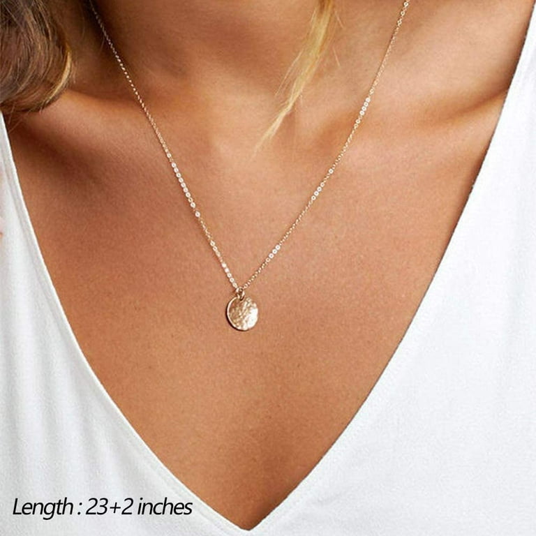 QWZNDZGR 14K Gold Plated Dainty Pendant Necklace, Layering Necklaces