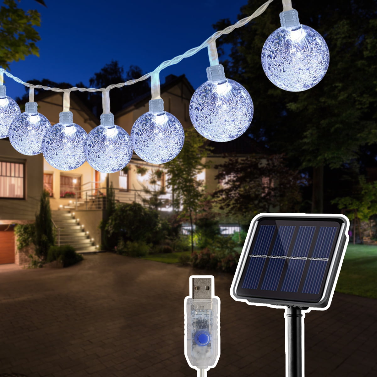 12/20LED Solar Power Butterfly String Lights Outdoor Party Garden Lamp Ornament 