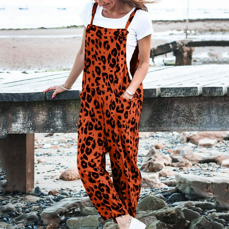 Summer Savings Clearance! Edvintorg Leopard Print Overalls