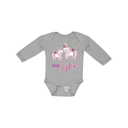 

Inktastic Girly Unicorn Little Sister Gift Baby Girl Long Sleeve Bodysuit
