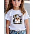 thumbnail image 1 of Halloween T-shirt - Girls' Halloween Capybara Ghost T-Shirt - Cute Cartoon Design with "CAPYBOO" Text, White & Brown Capybara in Halloween-Themed Outfit, Perfect for Fall Celebrations, 1 of 6