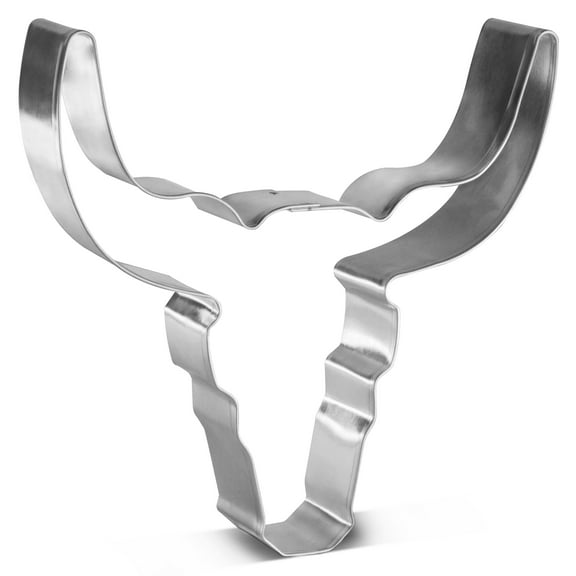 Bull Skull Longhorn Cookie Cutter 4.75 in B1502 - Foose Cookie Cutters - USA Tin Plated Steel
