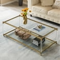 Modern Acrylic Rectangular Gold Metal Coffee Table with Tempered Glass ...