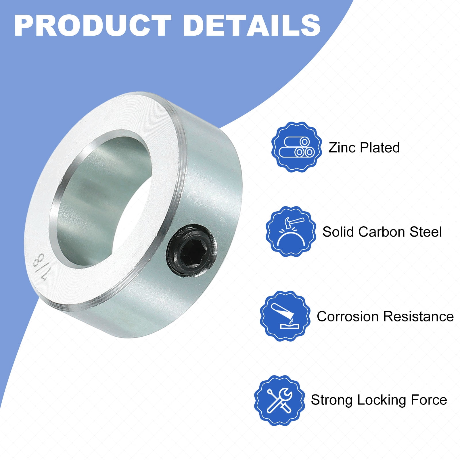 8pcs Set Screw Collars 7/8" Bore Carbon Steel Shaft Collars, 1-1/2" OD, 9/16" Width Lock Axle Collar Clamp