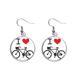 thumbnail image 1 of Me encanta el corazon rojo patron de la bicicleta Pendientes pendientes de plata colgantes joyas señora Unbranded M, 1 of 3